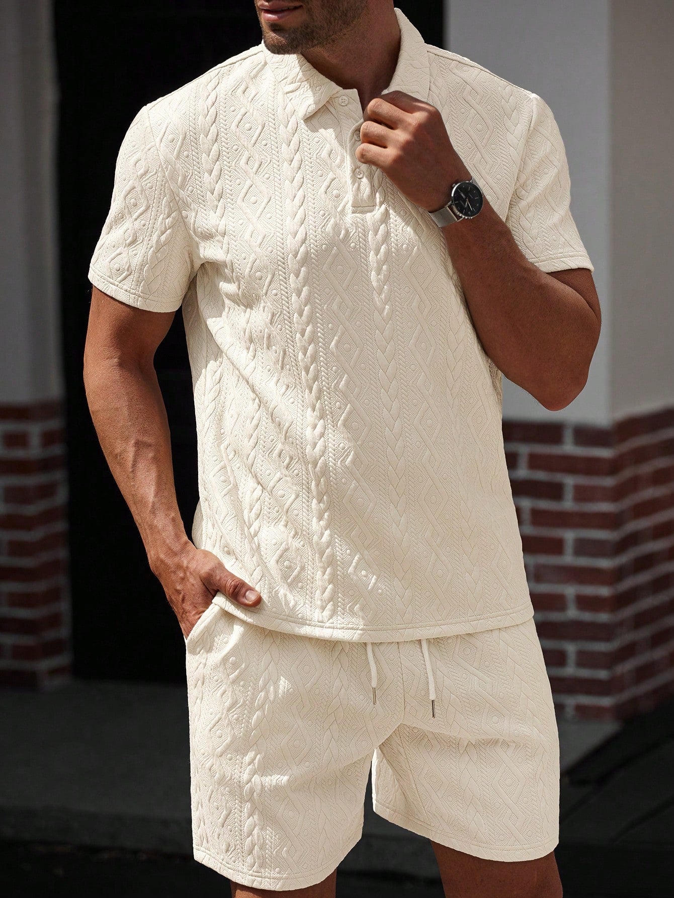 Ensemble polo et short texturé pour homme – Style casual été