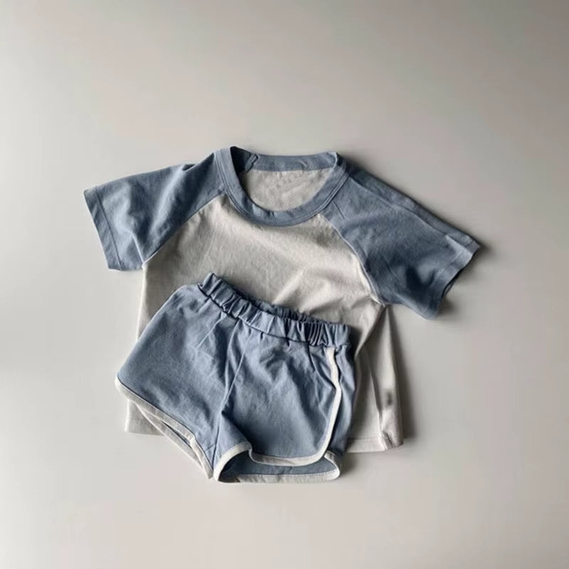 Kids Clothes Girls Sets 2025 Summer Short Sleeve Patchwork T-Shirts+ Shorts Suits Outfits Loungewear Baby Boys Clothing Sets