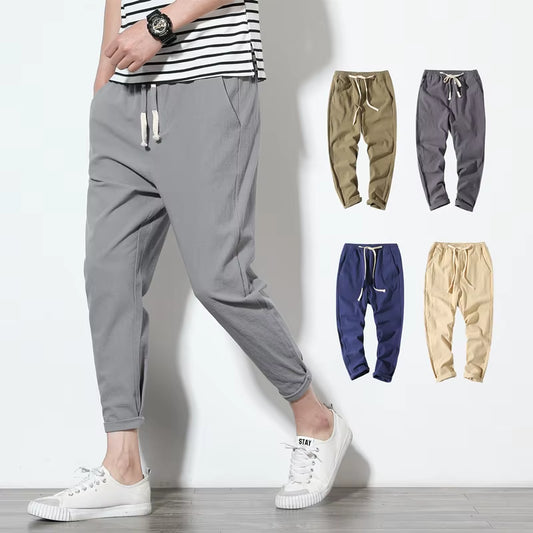 Cotton Joggers Men Solid Men'S Harem Pants 2025 Summer Fitness Casual Ankle-Length Mens Trousers Streetwear Slim Male Pants