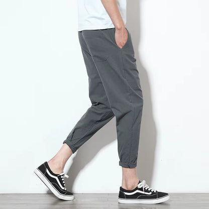 Cotton Joggers Men Solid Men'S Harem Pants 2025 Summer Fitness Casual Ankle-Length Mens Trousers Streetwear Slim Male Pants