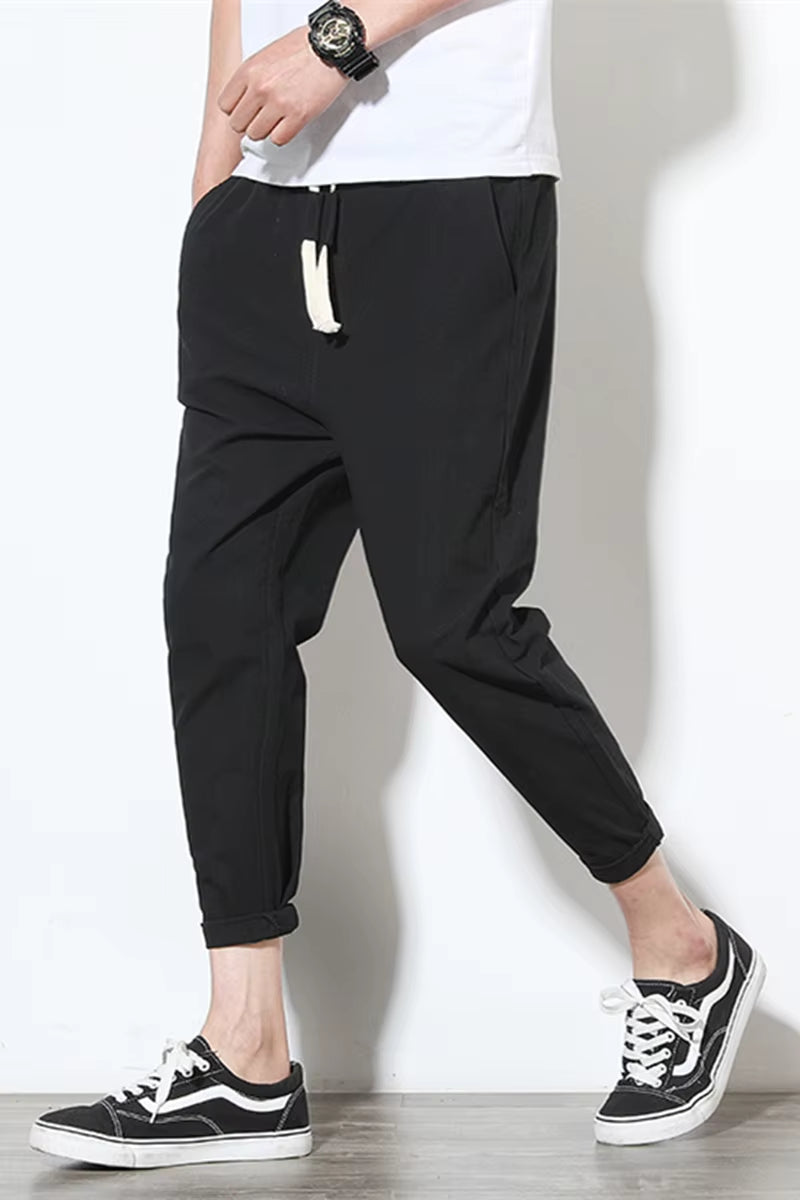 Cotton Joggers Men Solid Men'S Harem Pants 2025 Summer Fitness Casual Ankle-Length Mens Trousers Streetwear Slim Male Pants