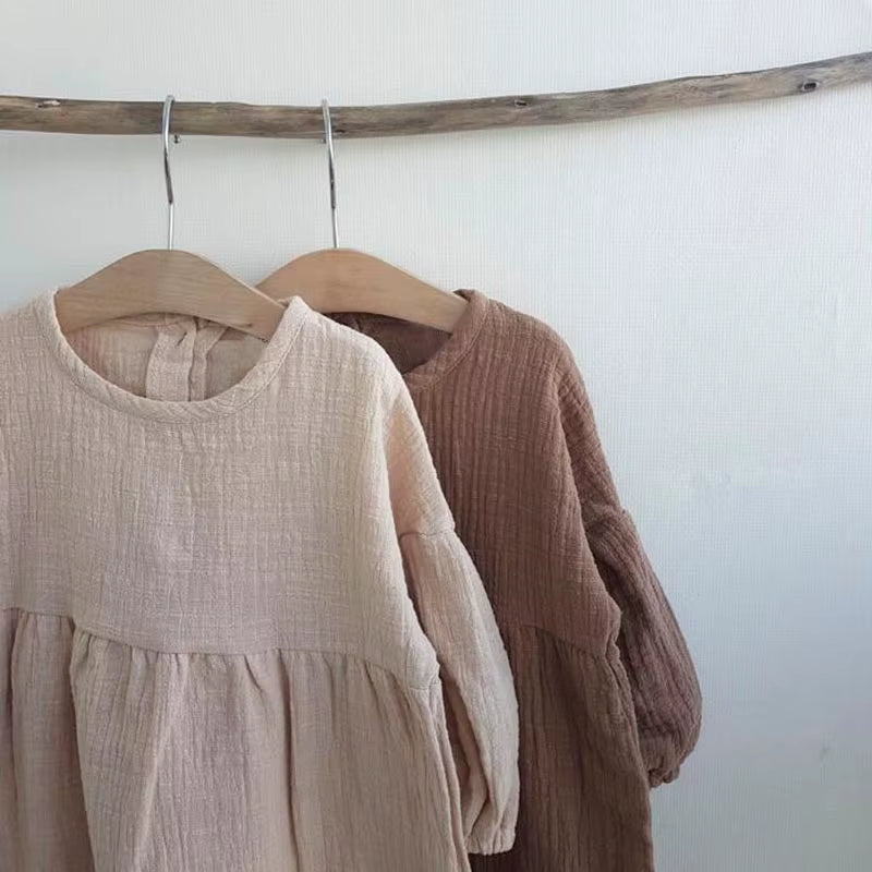 Girls Dress Latterm Princess Dress Linen Girl Clothings Ins Sweet Toddler Kids Girl Dresses Casual Japan Korean Fashion Clothing