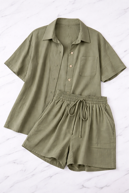 Ensemble d’été femme – chemise ample + short taille haute