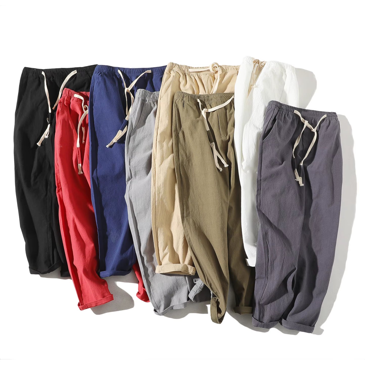 Cotton Joggers Men Solid Men'S Harem Pants 2025 Summer Fitness Casual Ankle-Length Mens Trousers Streetwear Slim Male Pants