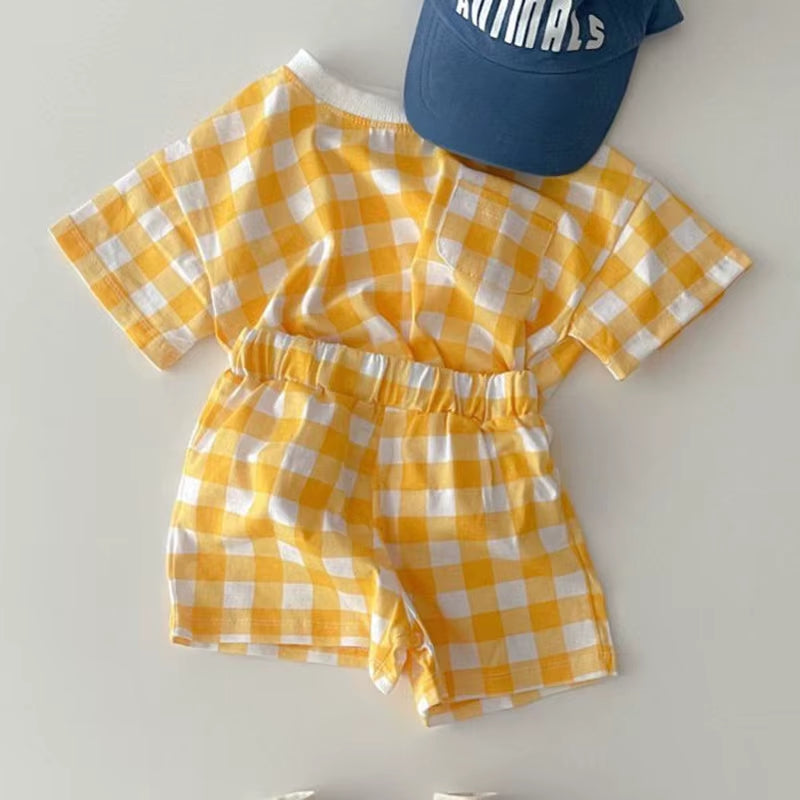 Kids Clothes Girls Sets 2025 Summer Short Sleeve Patchwork T-Shirts+ Shorts Suits Outfits Loungewear Baby Boys Clothing Sets