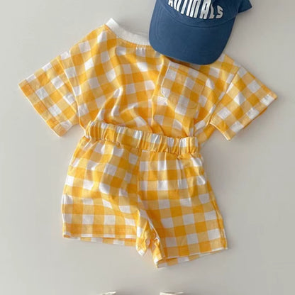 Kids Clothes Girls Sets 2025 Summer Short Sleeve Patchwork T-Shirts+ Shorts Suits Outfits Loungewear Baby Boys Clothing Sets