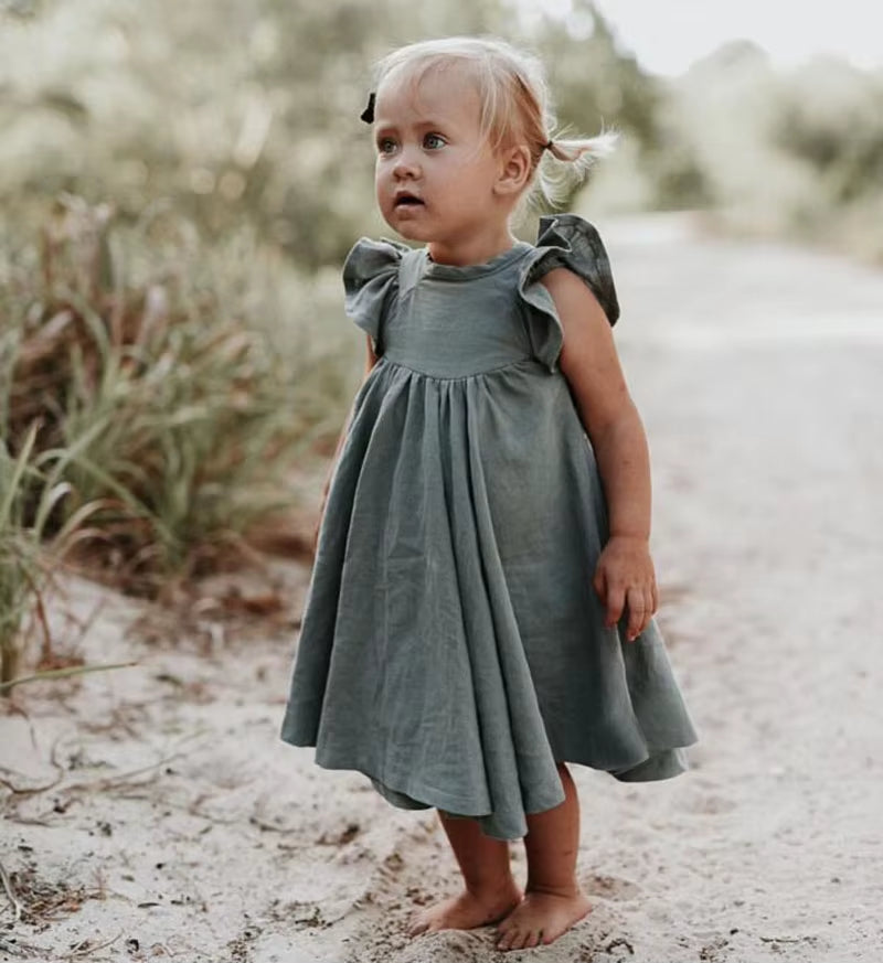 Girls Dress Latterm Princess Dress Linen Girl Clothings Ins Sweet Toddler Kids Girl Dresses Casual Japan Korean Fashion Clothing