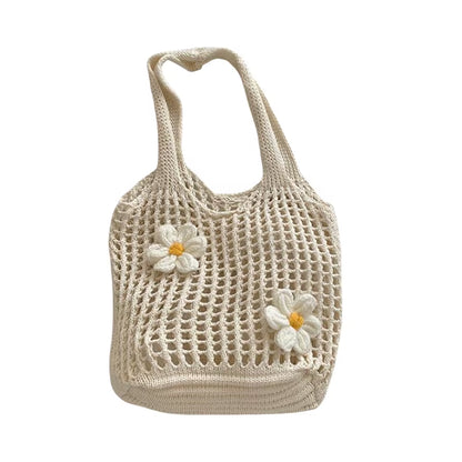Women Knitted Shoulder Bag Fashion Tote Handbag Large Capacity Summer Beach Bag Lightweight Casual Top Handle Bag Chic Hobo Bag