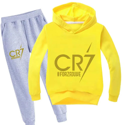 Football CR7 Print Kid'S Clothes Hoodie+Pants Suit 2Pcs Set Boy Girl 3-14 Years Spring Autumn Children Holiday Gifts Tracksuit
