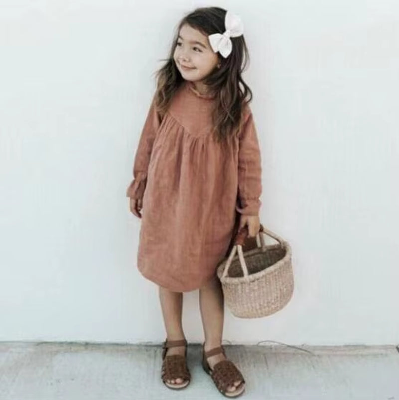 Girls Dress Latterm Princess Dress Linen Girl Clothings Ins Sweet Toddler Kids Girl Dresses Casual Japan Korean Fashion Clothing