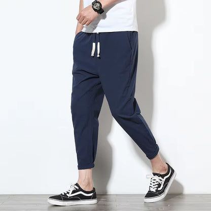 Cotton Joggers Men Solid Men'S Harem Pants 2025 Summer Fitness Casual Ankle-Length Mens Trousers Streetwear Slim Male Pants