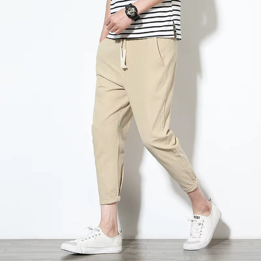 Cotton Joggers Men Solid Men'S Harem Pants 2025 Summer Fitness Casual Ankle-Length Mens Trousers Streetwear Slim Male Pants