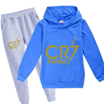 Football CR7 Print Kid'S Clothes Hoodie+Pants Suit 2Pcs Set Boy Girl 3-14 Years Spring Autumn Children Holiday Gifts Tracksuit