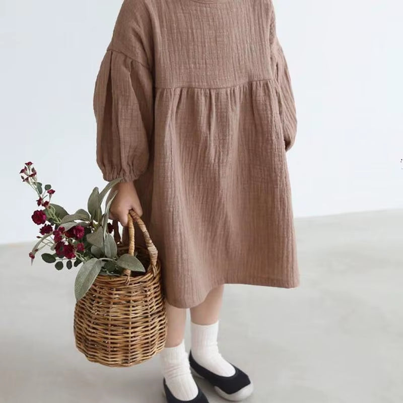 Girls Dress Latterm Princess Dress Linen Girl Clothings Ins Sweet Toddler Kids Girl Dresses Casual Japan Korean Fashion Clothing