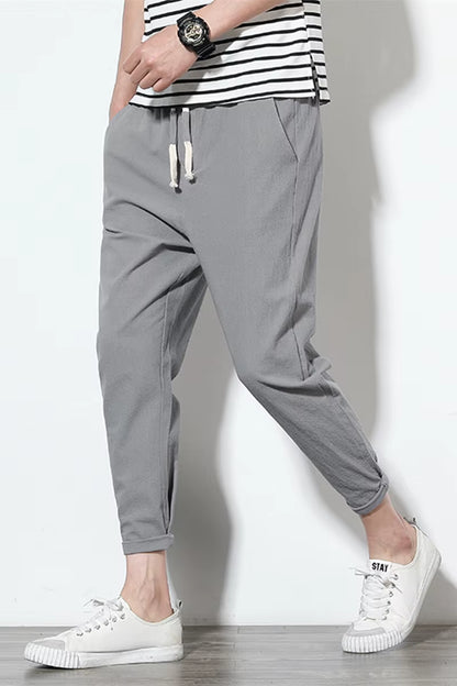 Cotton Joggers Men Solid Men'S Harem Pants 2025 Summer Fitness Casual Ankle-Length Mens Trousers Streetwear Slim Male Pants