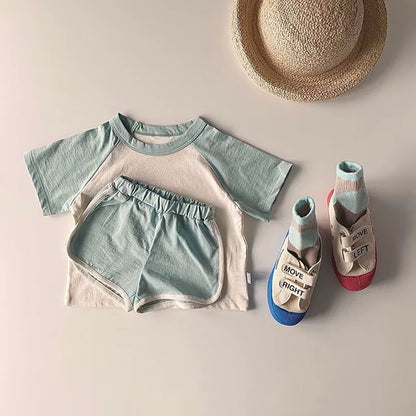 Kids Clothes Girls Sets 2025 Summer Short Sleeve Patchwork T-Shirts+ Shorts Suits Outfits Loungewear Baby Boys Clothing Sets