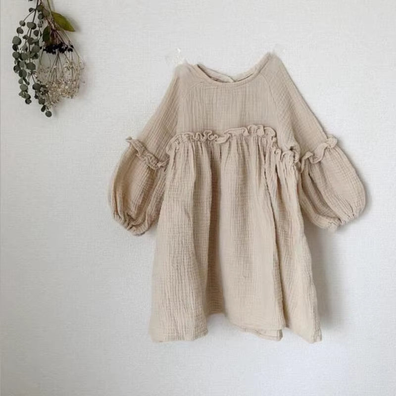 Girls Dress Latterm Princess Dress Linen Girl Clothings Ins Sweet Toddler Kids Girl Dresses Casual Japan Korean Fashion Clothing
