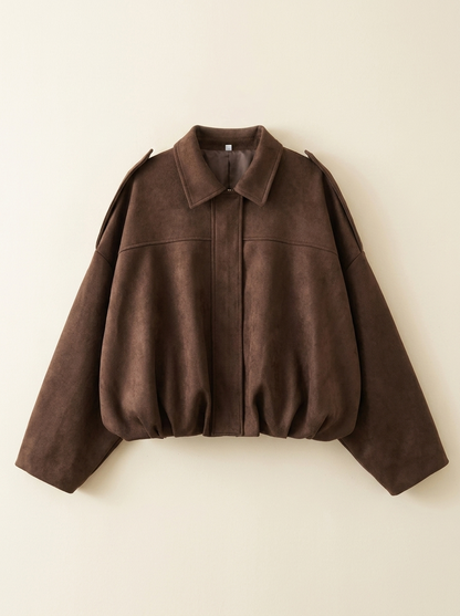 Veste bombardier suédine col lapel, vue principale sur fond ivoire
