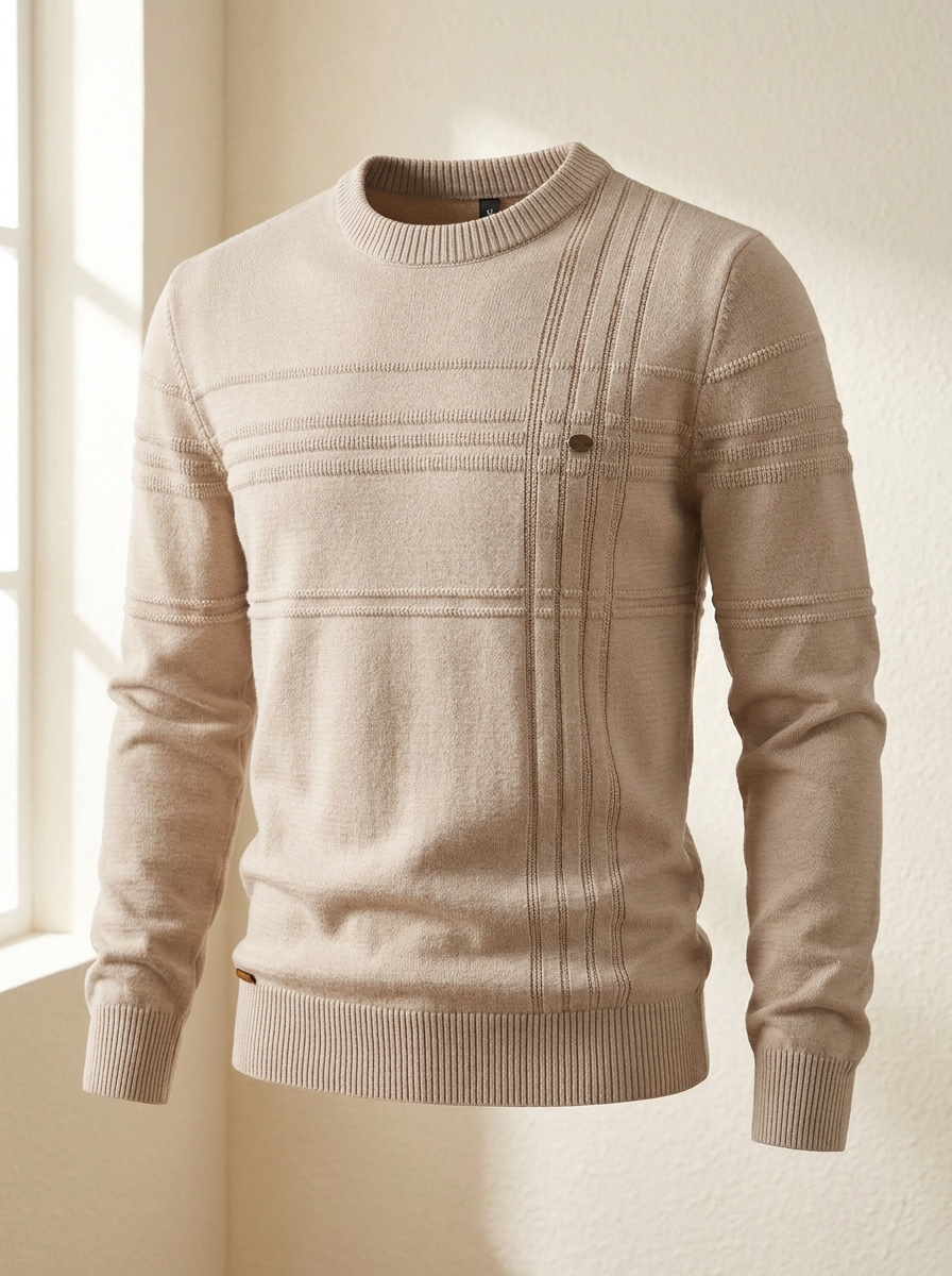 Pull col rond maille côtelée, vue alternative