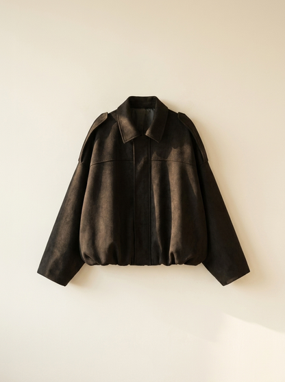 Veste bombardier suédine, détail texture